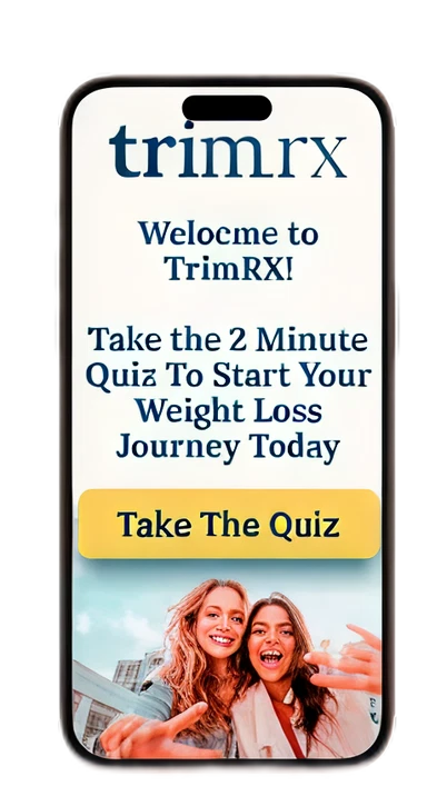 TrimRx intake flow shown on a phone